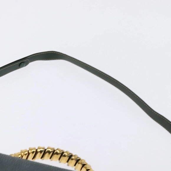 LOEWE Velazquez Hand Bag Suede Leather 2way Green Gold Auth BA6067 - Picture 9 of 16